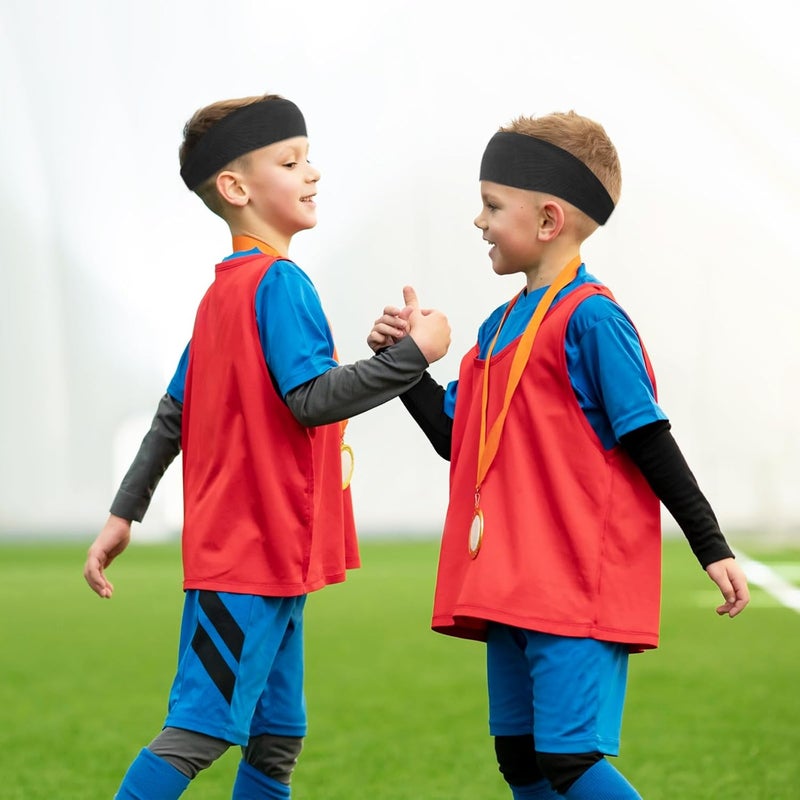 Dimeho 3 Pcs Kids Sports Headbands Boys Girls Athletic Elastic Sweatbands Children Soft Moisture Wicking Hairband Absorbing Sweat Band for Football Basketball Running Tennis - Image 3